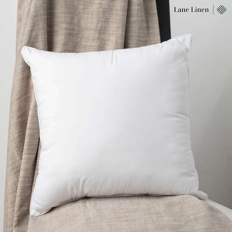 LANE LINEN 4 Pack 18x18 White Throw Pillow Inserts for Decorative Pillow Covers, Couch Pillows for Living Room, Fluffy Pillows for Bed - Image 8
