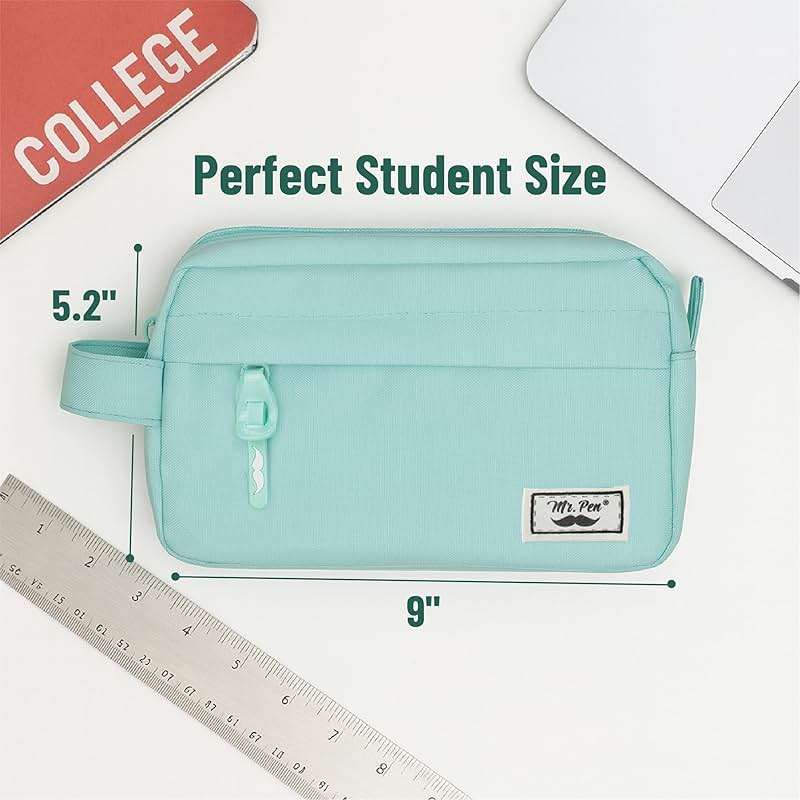 Mr. Pen- High Capacity Pencil Case, Large Pencil Pouch with 3 Compartments and 2 Pockets, Large Pencil Bag with Smooth Zipper, Cute Pencil Case Pouch Organizer, School Supplies for Teens - Image 3