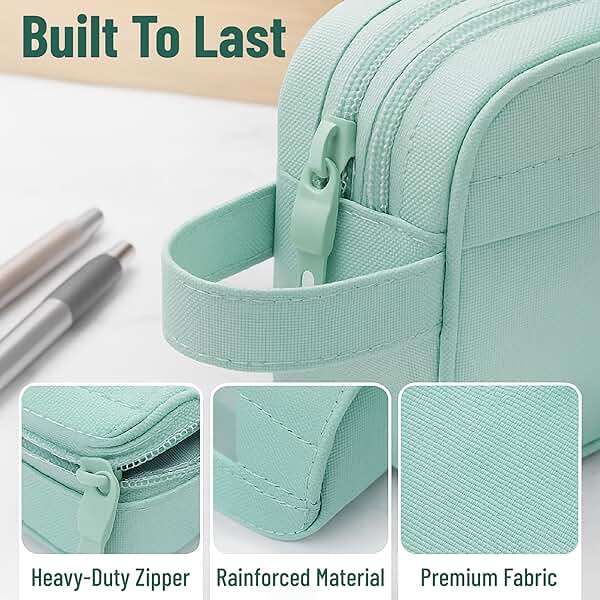Mr. Pen- High Capacity Pencil Case, Large Pencil Pouch with 3 Compartments and 2 Pockets, Large Pencil Bag with Smooth Zipper, Cute Pencil Case Pouch Organizer, School Supplies for Teens - Image 4