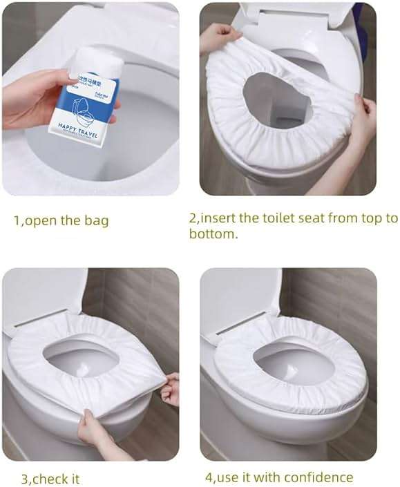 Disposable Non-woven Toilet Pad Water Proof Toilet Cover Portable Travel Hotel Toilet Seat Cover 11 Pieces Thickened Version (white) - Image 2
