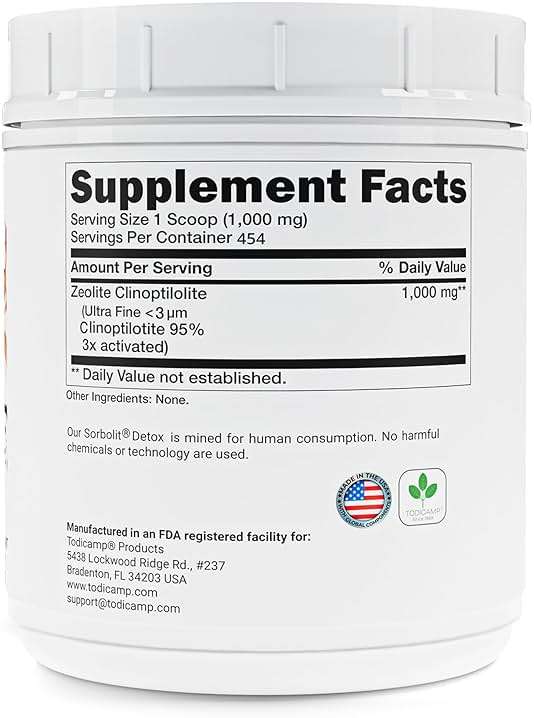TODICAMP Zeolite Detox Sorbolit - Zeolite Binder Supplement for Full Body Detox - Gut Cleanse, Cellular and Liver Detox (1 Pound (Pack of 1)) - Image 2