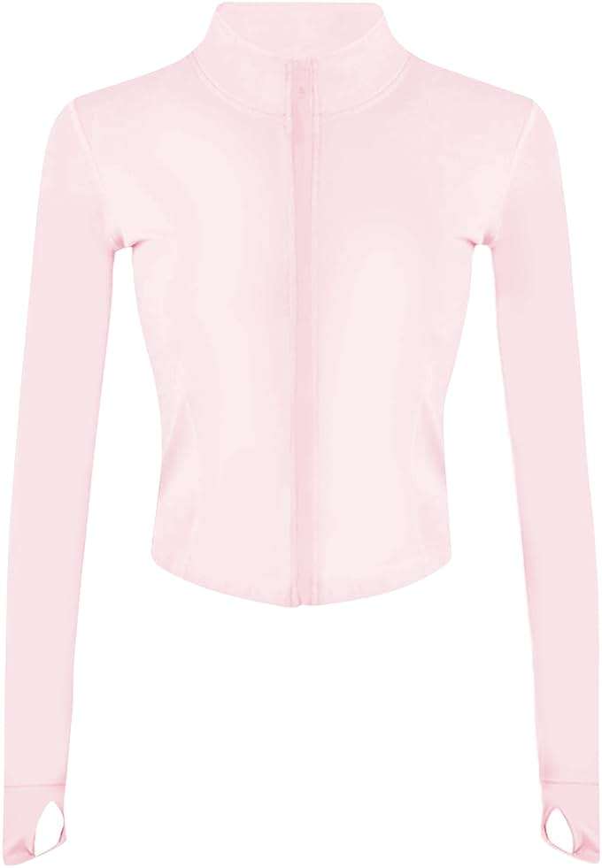 UANEO Workout Tops for Women Cropped Workout Jackets for Women Yoga Athletic Jacket - Image 1