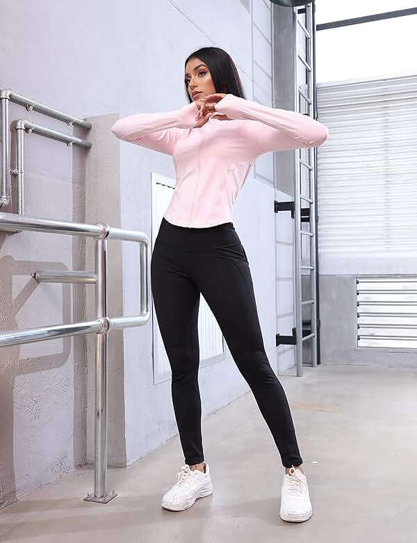 UANEO Workout Tops for Women Cropped Workout Jackets for Women Yoga Athletic Jacket - Image 7