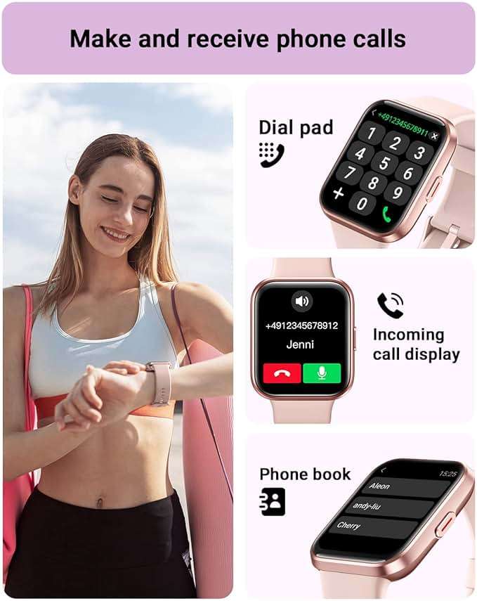Tensky Smart Watch for Women Android & iPhone, Alexa Built-in, 1.8" Touch Screen Fitness Tracker with Answer/Make Calls, 3ATM Waterproof Heart Rate/Sleep/SpO2 Monitor, Pedometer, 100+ Sport Modes - Image 2