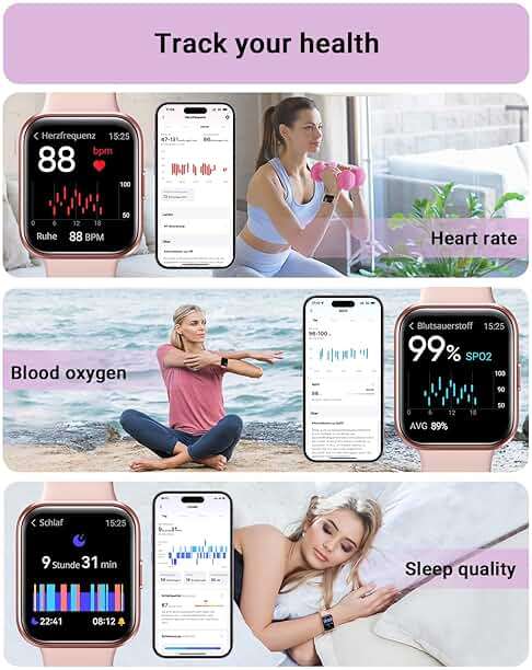 Tensky Smart Watch for Women Android & iPhone, Alexa Built-in, 1.8" Touch Screen Fitness Tracker with Answer/Make Calls, 3ATM Waterproof Heart Rate/Sleep/SpO2 Monitor, Pedometer, 100+ Sport Modes - Image 4