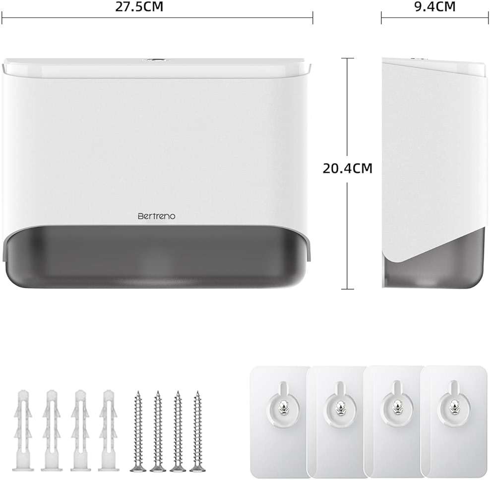 Bertreno Commercial Paper Towel Dispenser Wall Mount Paper Towel Holder Large Capacity 200 Multifold/Trifold/C Fold Hand Towel Dispenser Bathroom Tissue Dispenser (White) - Image 2