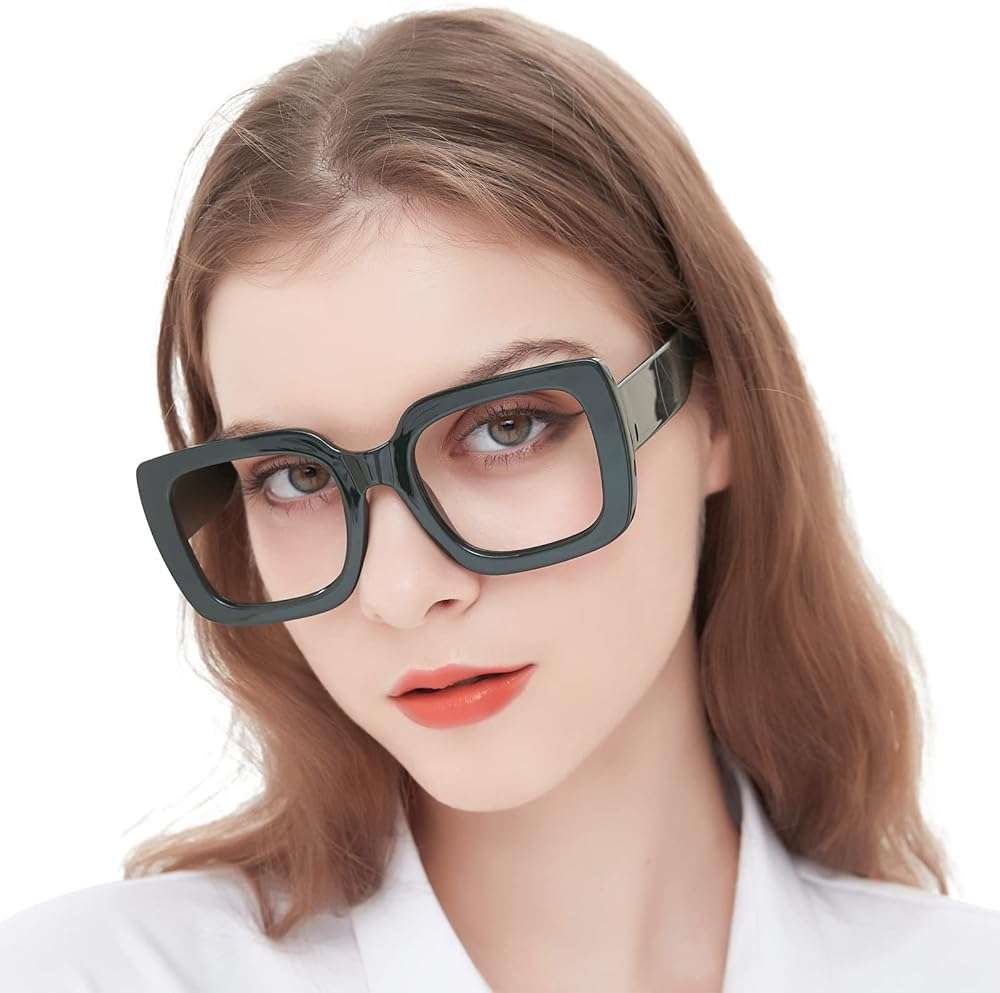 MARE AZZURO Reading Glasses Women Oversized Square Readers 1.0 1.25 1.5 1.75 2.0 2.25 2.5 2.75 3.0 3.5 4.0 5.0 6.0 - Image 1
