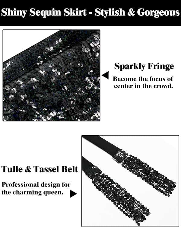 Sequin Skirt Sparkly Skirt Belly Dance Skirt Glitter Skirt Rave Sparkle Skirt Sequin Tassel Skirt Fringe Hip Scarf Women - Image 4
