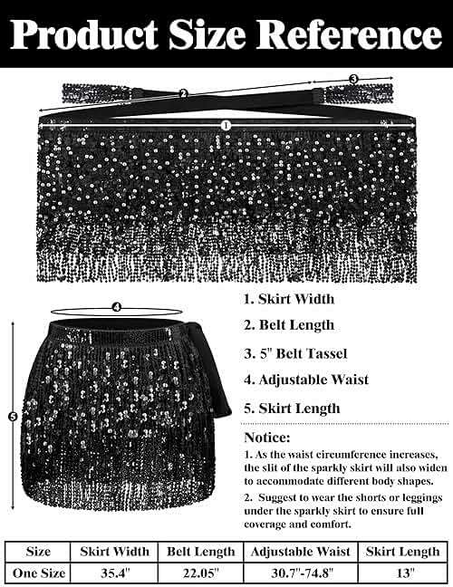Sequin Skirt Sparkly Skirt Belly Dance Skirt Glitter Skirt Rave Sparkle Skirt Sequin Tassel Skirt Fringe Hip Scarf Women - Image 6