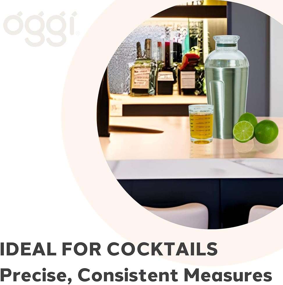 OGGI Measuring Shot Glass with Measuring Lines, 3oz / 90ml - Bartender Accessories, Jigger for Bartending, Shot Glass Measuring Cup with Ounces & Milliliters - Image 4