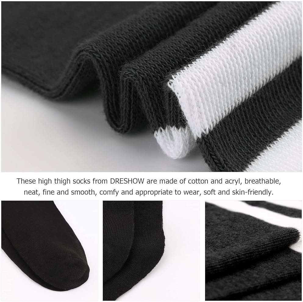 DRESHOW Extra Long High Thigh Socks Striped Over Knee Thin Tights Long Stocking - Image 3