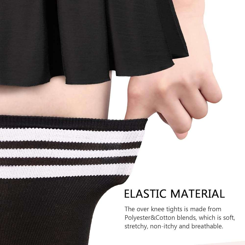 DRESHOW Extra Long High Thigh Socks Striped Over Knee Thin Tights Long Stocking - Image 6