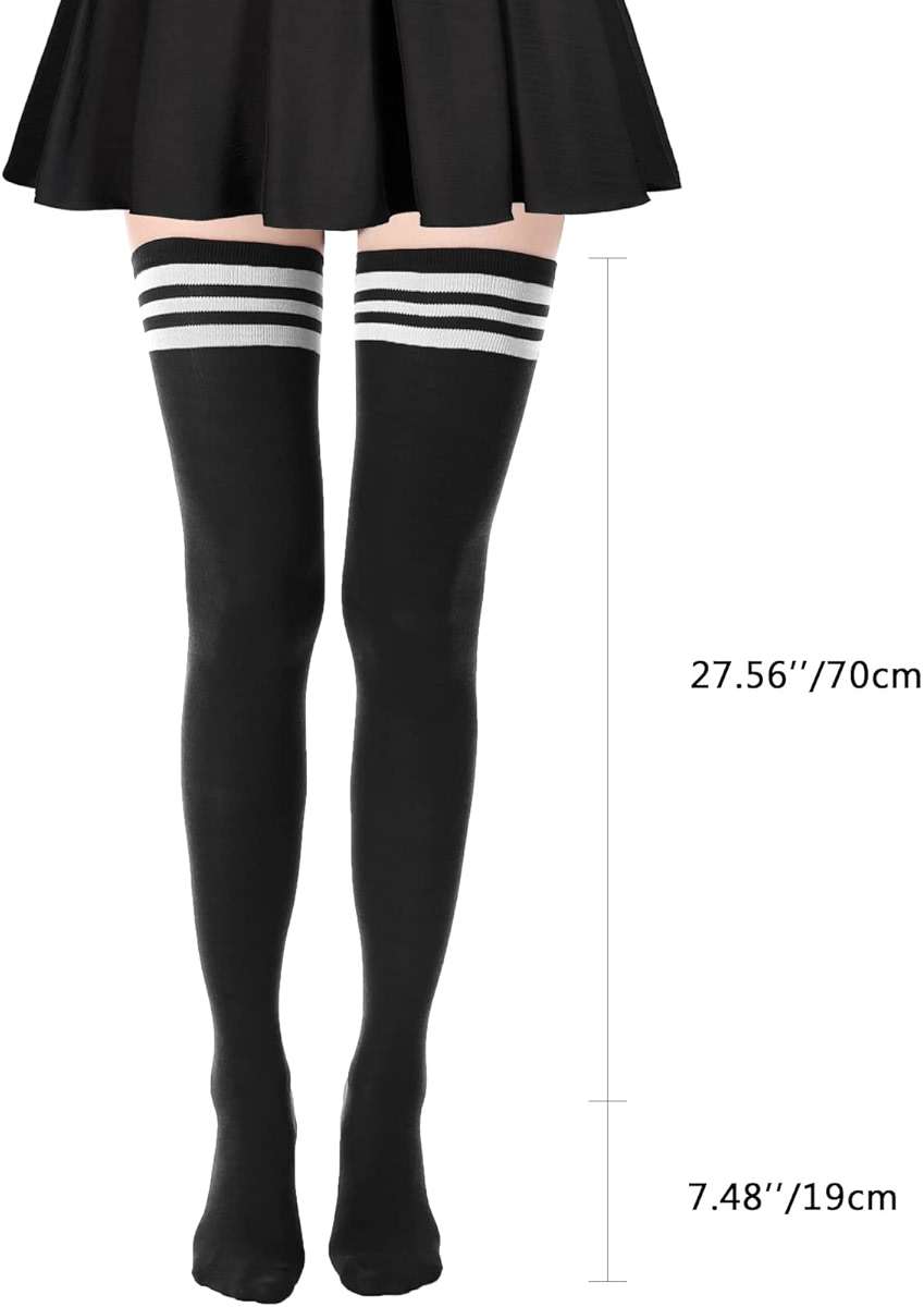 DRESHOW Extra Long High Thigh Socks Striped Over Knee Thin Tights Long Stocking - Image 7