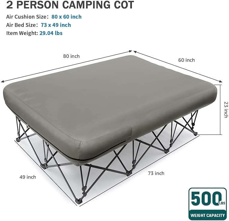 KAMPKEEPER Camping Cot,Camping Cots for Adults,Folding Camping Cot with Inflatable Air Mattress and Carry Bag,for Outdoor Travel Camp Beach Vacation (not Included The Airpump) - Image 4