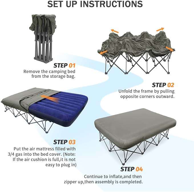 KAMPKEEPER Camping Cot,Camping Cots for Adults,Folding Camping Cot with Inflatable Air Mattress and Carry Bag,for Outdoor Travel Camp Beach Vacation (not Included The Airpump) - Image 5