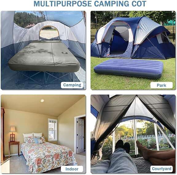 KAMPKEEPER Camping Cot,Camping Cots for Adults,Folding Camping Cot with Inflatable Air Mattress and Carry Bag,for Outdoor Travel Camp Beach Vacation (not Included The Airpump) - Image 6