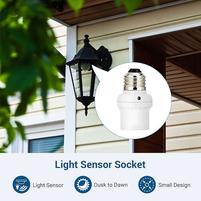 DEWENWILS Light Sensor Socket, E26 E27 Dusk to Dawn Light Bulb Sockets for Light Fixtures, Compatible with Incandescent/CFL/LED/Halogen Bulbs, ETL Listed, 6 Pack, White - Image 2