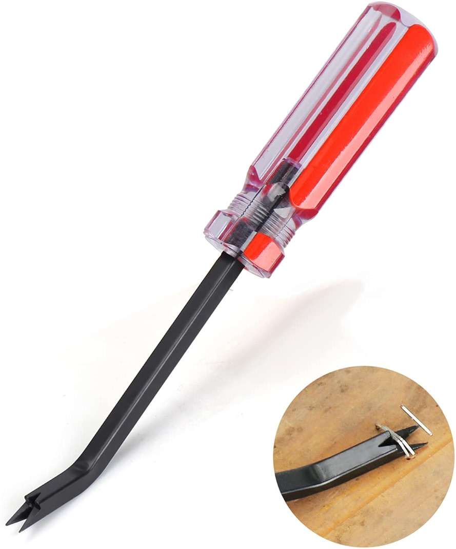 Staple Remover, Staple Puller, Upholstery Tools Staple Lifter, Double Prongs Design, Tack Puller Nail Puller for Removing Various Staples for Furniture, Floor, Wooden Case, Carton, Photo Frame, Carpet - Image 1