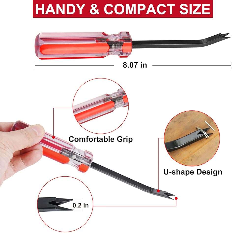 Staple Remover, Staple Puller, Upholstery Tools Staple Lifter, Double Prongs Design, Tack Puller Nail Puller for Removing Various Staples for Furniture, Floor, Wooden Case, Carton, Photo Frame, Carpet - Image 2