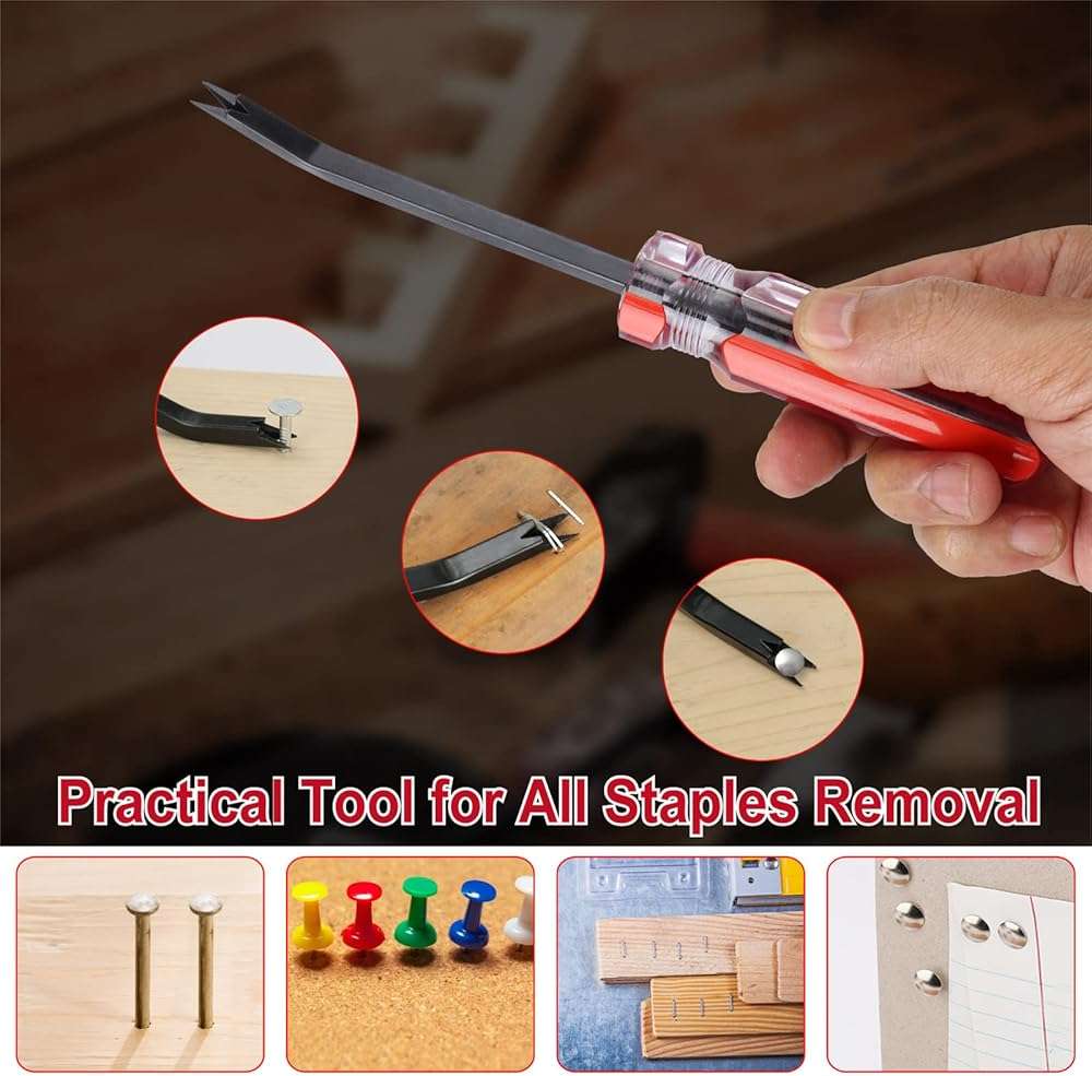 Staple Remover, Staple Puller, Upholstery Tools Staple Lifter, Double Prongs Design, Tack Puller Nail Puller for Removing Various Staples for Furniture, Floor, Wooden Case, Carton, Photo Frame, Carpet - Image 5