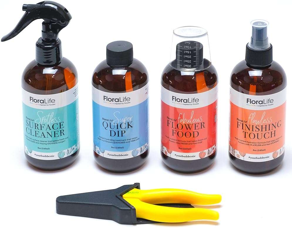 FloraLife Fresh-Cut Flowers Care Kit - Nutrition, Hydration, & Cleaning Solution with Cutting Shears - Image 1