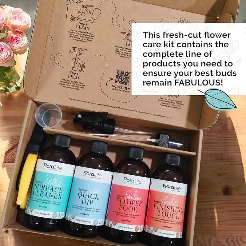 FloraLife Fresh-Cut Flowers Care Kit - Nutrition, Hydration, & Cleaning Solution with Cutting Shears - Image 3