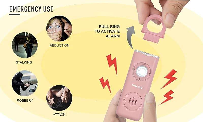 Police Personal Safety Alarm 130dB Rechargeable Emergency Self Defense Keychain with LED Flashlight & SOS for Women, Men, Kids & Seniors, Pink - Image 4