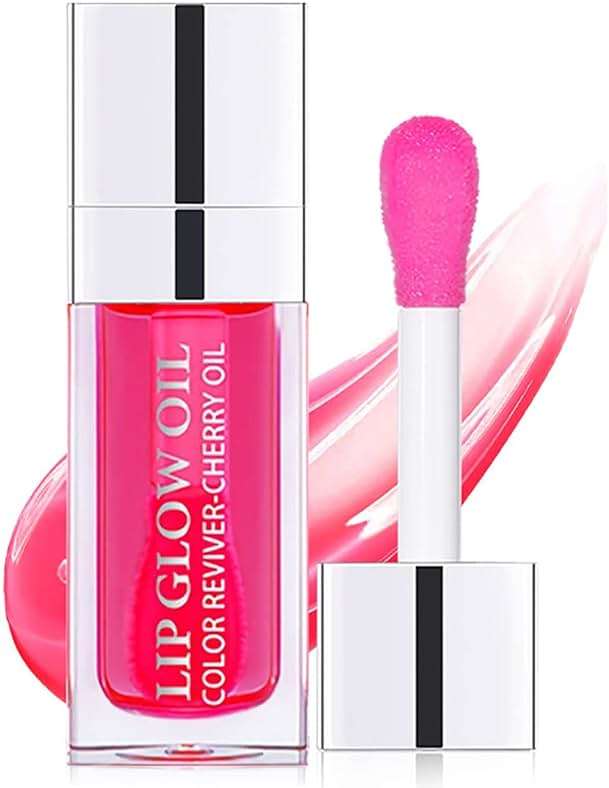 Alisesun Lip Oil Hydrating Tinted Lip Balm, Plump Lip Gloss Lip Care Transparent Toot Lip Oil Tinted (015# Cherry Red) - Image 1