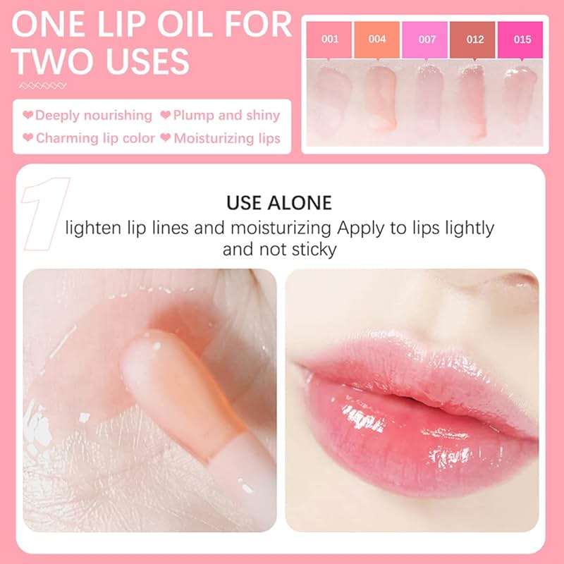 Alisesun Lip Oil Hydrating Tinted Lip Balm, Plump Lip Gloss Lip Care Transparent Toot Lip Oil Tinted (015# Cherry Red) - Image 5