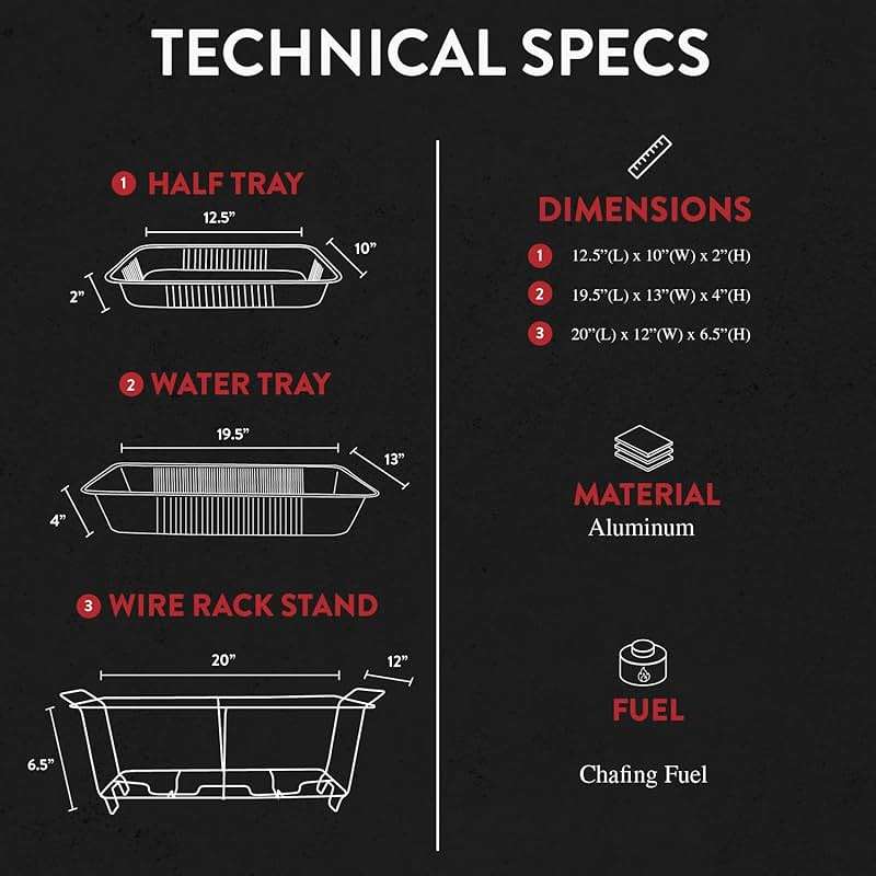 Large Full Size 33-Pcs Disposable Chaffing Buffet with-Covers, Utensils, Fuel Cans – Premium Chafing Dish Set for Events, Parties, Catering - Image 2
