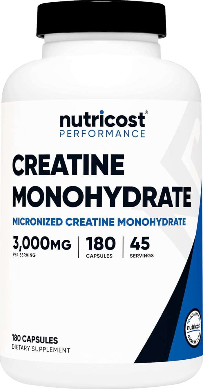 Nutricost Creatine Monohydrate 3,000mg, 180 Capsules (750mg Per Capsule) - Gluten Free, Non-GMO - Image 1