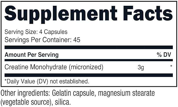 Nutricost Creatine Monohydrate 3,000mg, 180 Capsules (750mg Per Capsule) - Gluten Free, Non-GMO - Image 6