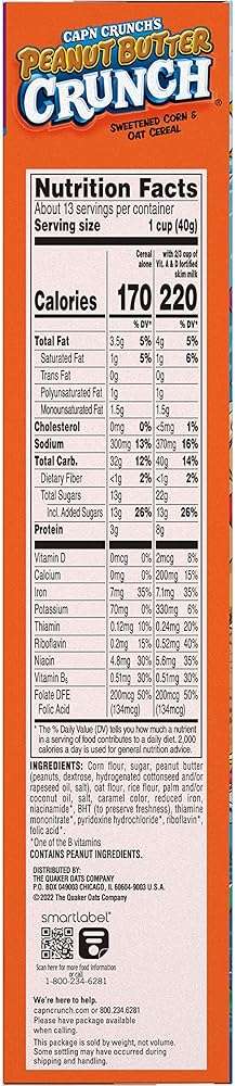 Cap'n Crunch Cereal, Peanut Butter, 18.8oz Box, Packaging May Vary - Image 2
