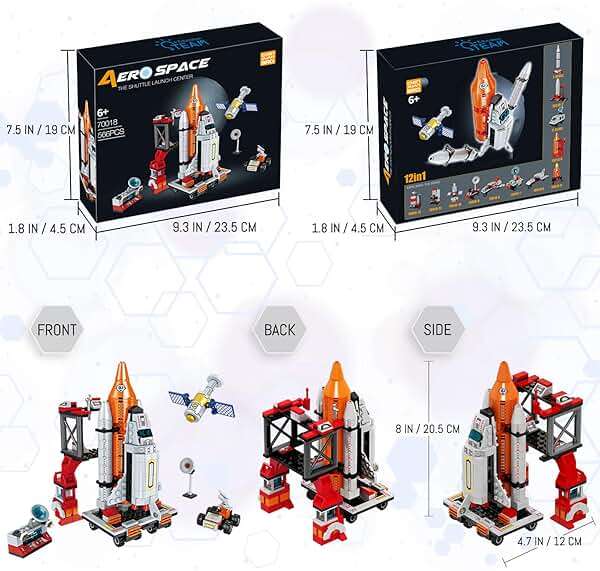 Space Exploration Shuttle Toys for 6 7 8 9 10 11 12 Year Old Boys 12-in-1 STEM Aerospace Building Kit Toy with Heavy Transport Rocket and Launcher Best Gifts for 6-12 Year Old Boys (566 PCS) - Image 3
