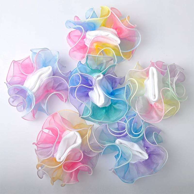Hopply Toddler Girls Double Lace Socks Turn Cuff Shimmering Big Ruffle Rainbow Style Dress Lace Socks for Infant Kids - Image 8