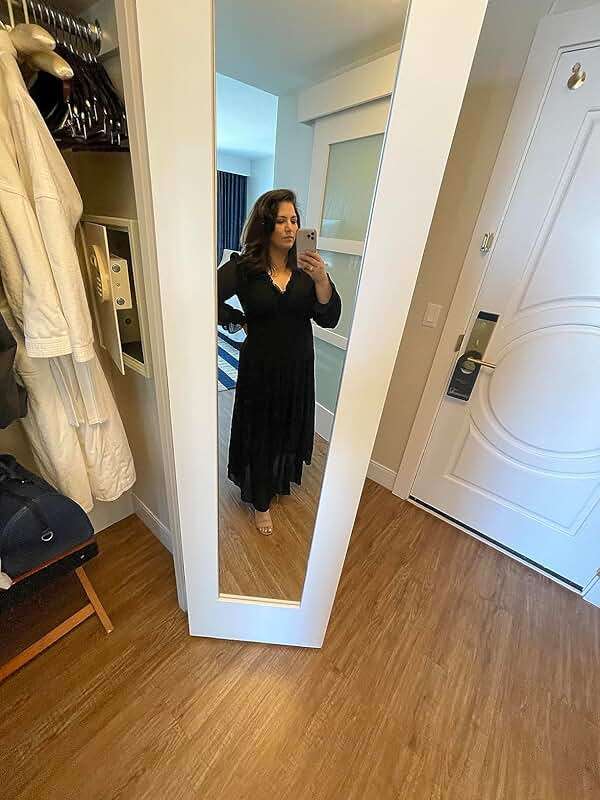 BLENCOT Womens Casual Boho Floral Printed V Neck Long Sleeve Long Maxi Dress Spring Summer Dresses - Image 4