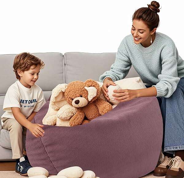 LPMOERA Stuffed Animal Storage Bean Bag Chair Cover (No Filler) For Kids and Adults.Pets Dogs/Cats Lazy Beds.Soft Premium Corduroy Stuffable Bean Bag For Organizing Children Plush Toys or Memory Foam - Image 2