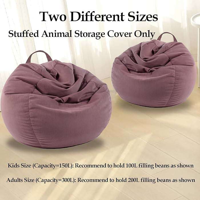 LPMOERA Stuffed Animal Storage Bean Bag Chair Cover (No Filler) For Kids and Adults.Pets Dogs/Cats Lazy Beds.Soft Premium Corduroy Stuffable Bean Bag For Organizing Children Plush Toys or Memory Foam - Image 4