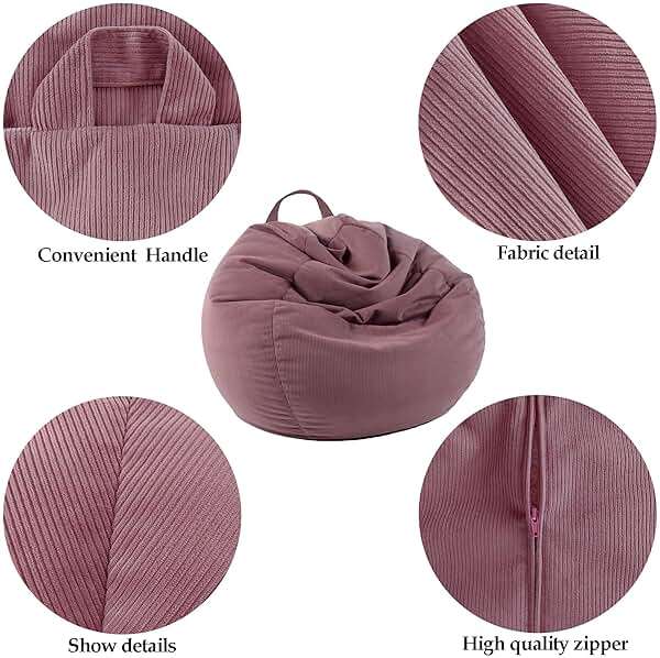 LPMOERA Stuffed Animal Storage Bean Bag Chair Cover (No Filler) For Kids and Adults.Pets Dogs/Cats Lazy Beds.Soft Premium Corduroy Stuffable Bean Bag For Organizing Children Plush Toys or Memory Foam - Image 5