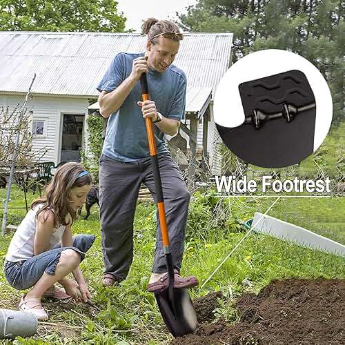 VNIMTI Heavy Duty Gardening Shovel, 56 Inch Round Blade with Fiberglass Handle (Orange) - Image 6