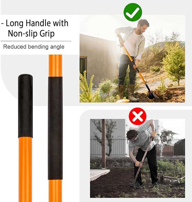 VNIMTI Heavy Duty Gardening Shovel, 56 Inch Round Blade with Fiberglass Handle (Orange) - Image 7