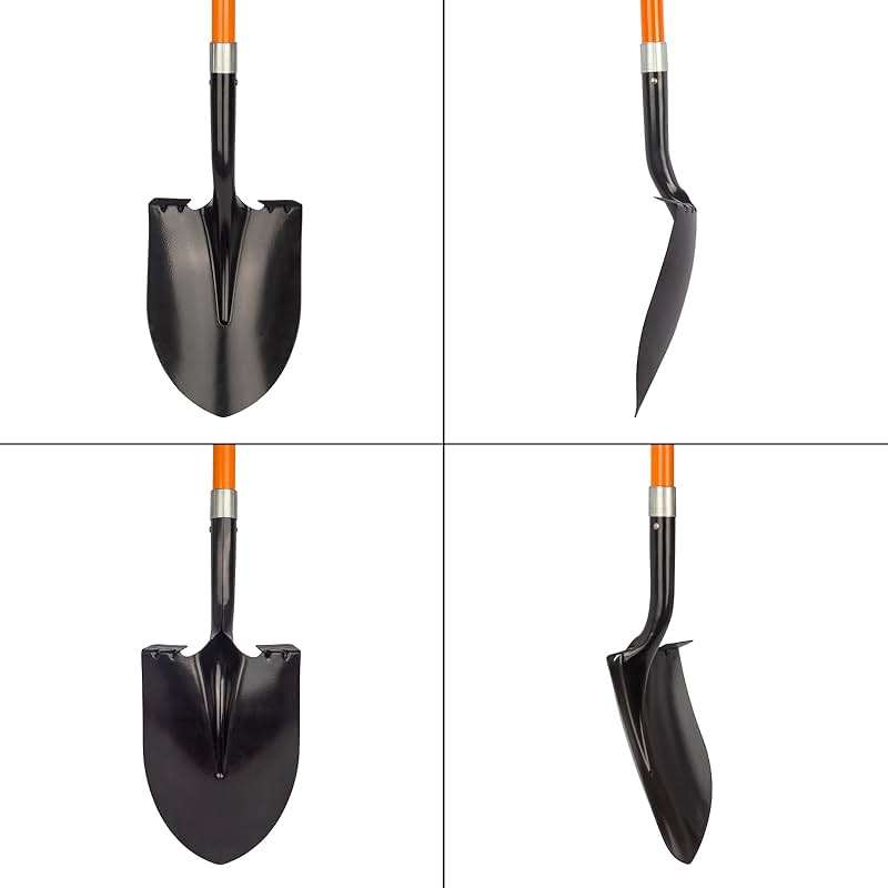 VNIMTI Heavy Duty Gardening Shovel, 56 Inch Round Blade with Fiberglass Handle (Orange) - Image 8