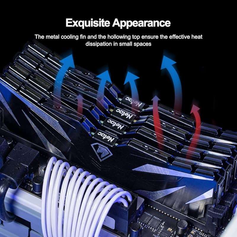 Netac DDR4 DRAM 32GB Kit (2x16GB) 3200MHz XMP 2.0 Dual Channel RAM CL16 (PC4-25600) 1.35V 288-Pin Upgraded Aluminum Heat Sink Ideal for Gaming Computer Upgrade - Shadow II Series - Image 5