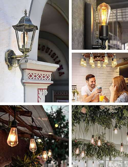Qualilux Dusk to Dawn ST19 LED Edison Light Bulbs, Vintage Amber Glass, 2300K Amber Warm, 6.5W=60W, Non-Dimmable Auto On/Off Light Sensing LED Filament Bulb Outdoor, 700LM, E26, 2-Pack, HQ-H027 - Image 6