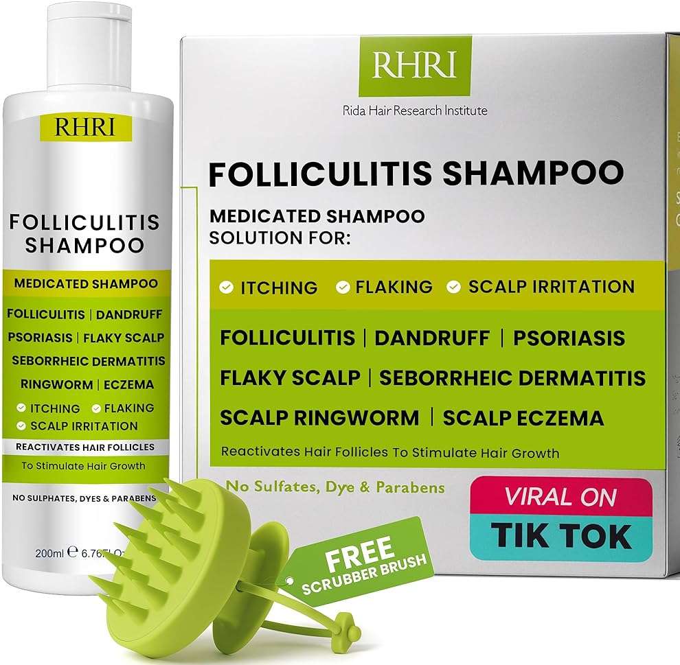 Folliculitis Shampoo | Antifungal Shampoo for Seborrheic Dermatitis, Scalp Psoriasis & Dandruff | Soothes Itchy, Dry Scalp | Cleanses, Exfoliates & Removes Build-Up | Reactivates Hair Follicles - Image 1