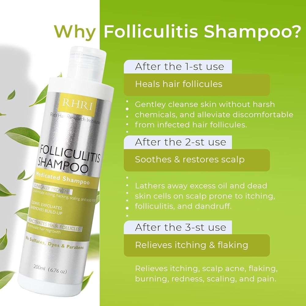 Folliculitis Shampoo | Antifungal Shampoo for Seborrheic Dermatitis, Scalp Psoriasis & Dandruff | Soothes Itchy, Dry Scalp | Cleanses, Exfoliates & Removes Build-Up | Reactivates Hair Follicles - Image 4