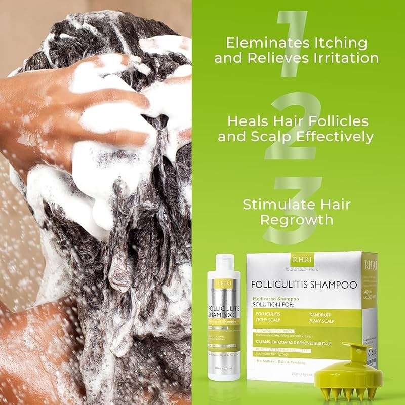 Folliculitis Shampoo | Antifungal Shampoo for Seborrheic Dermatitis, Scalp Psoriasis & Dandruff | Soothes Itchy, Dry Scalp | Cleanses, Exfoliates & Removes Build-Up | Reactivates Hair Follicles - Image 5