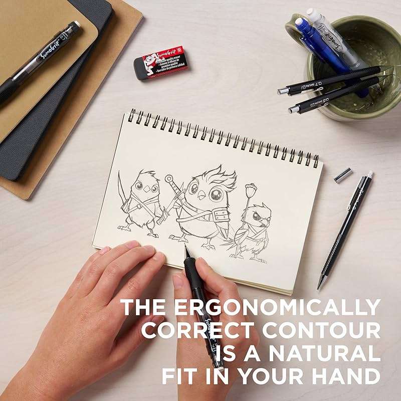 SAKURA SumoGrip Pencil with Comfort Grip - 0.7 mm Ergonomic Mechanical Pencil - Clear Gray - 3 Pack - Image 3