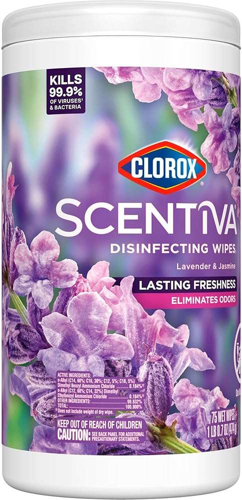 Clorox Scentiva Disinfecting Wipes, Lavender and Jasmine, Antibacterial, 75 Count - Image 11