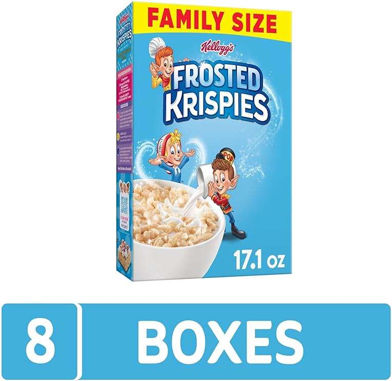 Kellogg's Frosted Krispies Breakfast Cereal, Kids Snacks, Baking Marshmallow Treats, Family Size, Original (8 Boxes) - Image 4